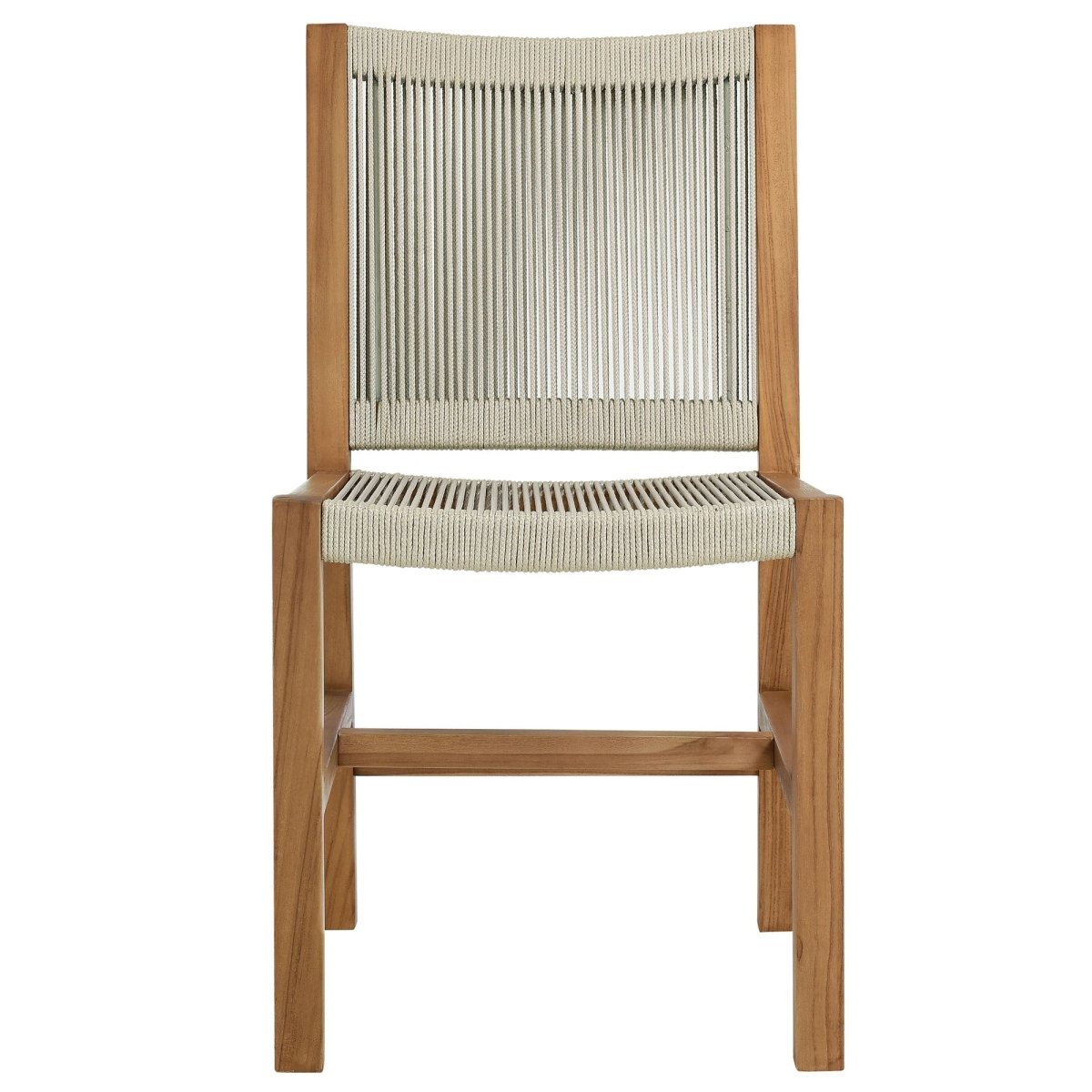 5-Piece Outdoor Teak and Rope Dining Set with Armless Chairs – Natural Finish - Outdoor - Alpine Outlets