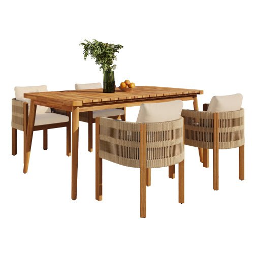 5 Piece Wood and Rope Patio Dining Set - Patio Furniture available at Alpine Outlets in Denver