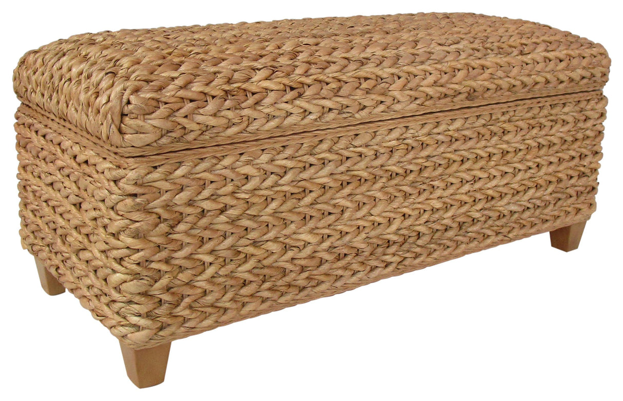 Laughton Hand-Woven Banana Leaf Storage Bench Natural