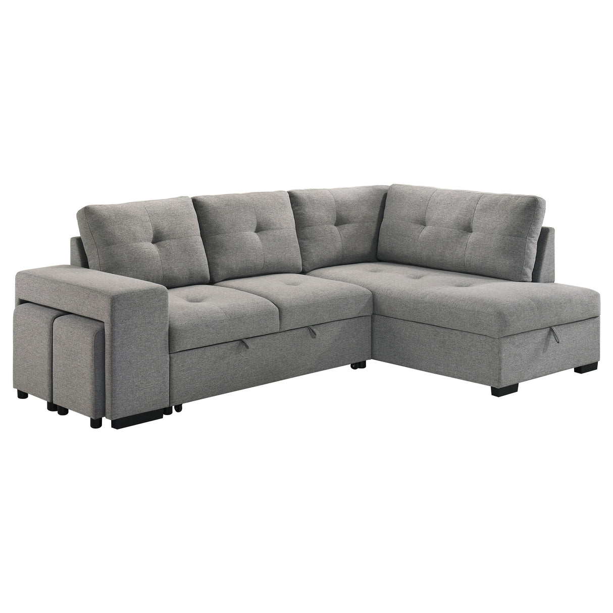 Roanne Grey Fabric Upholstered Sleeper Sectional Sofa