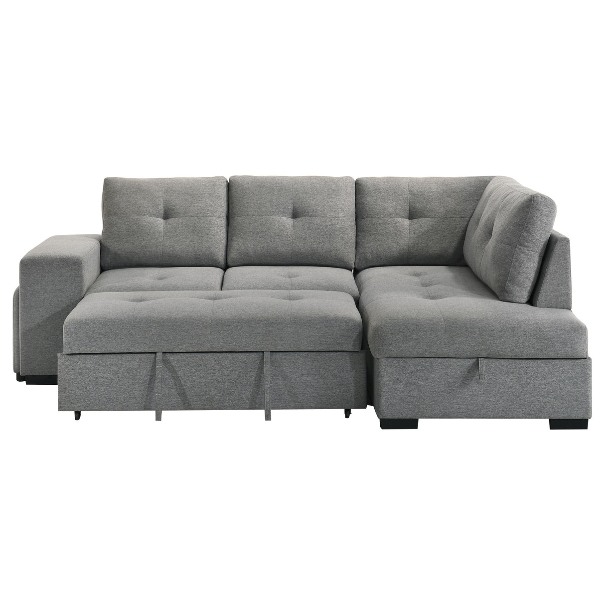 Roanne Grey Fabric Upholstered Sleeper Sectional Sofa
