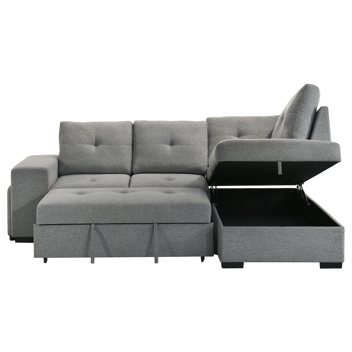 Roanne Grey Fabric Upholstered Sleeper Sectional Sofa