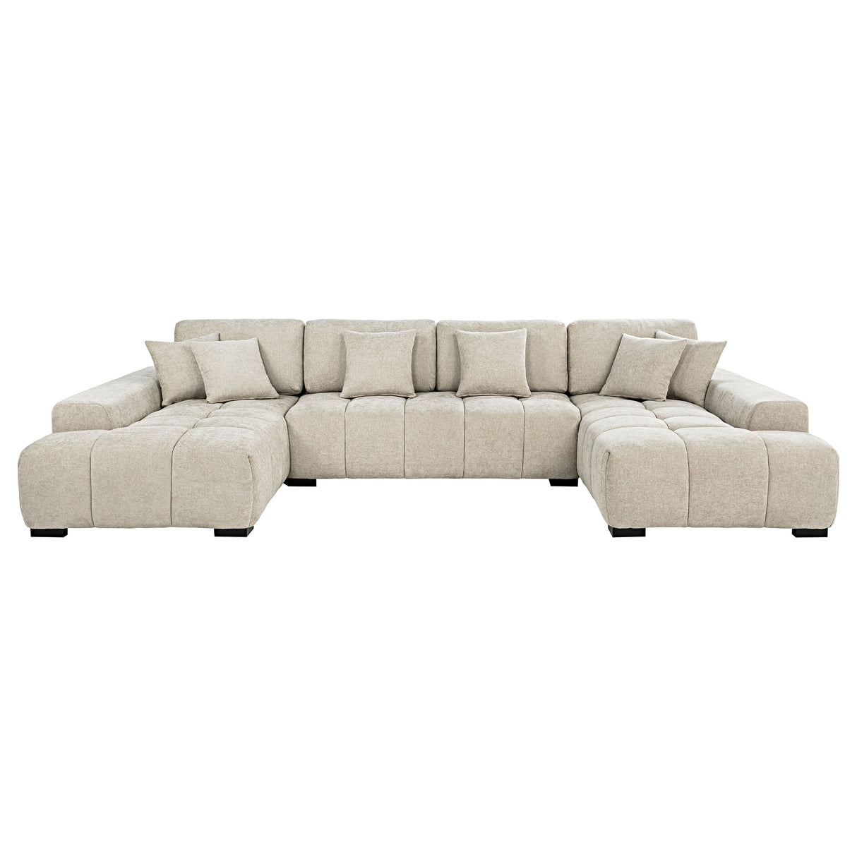 Cannella U-Shaped Double Chaise Sectional Sofa Beige