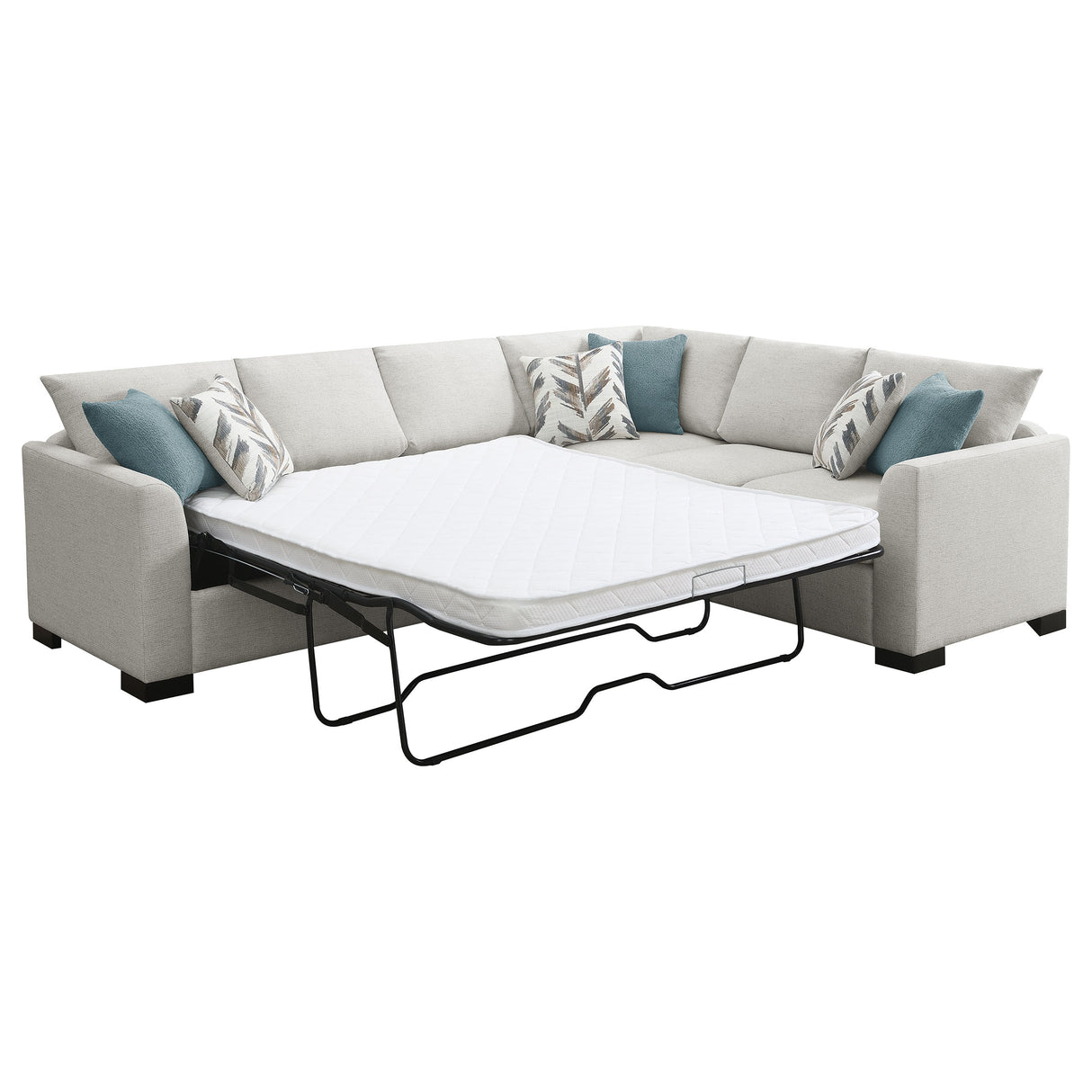 Ashford Chenille Upholstered Sleeper Sectional Sofa, Greige