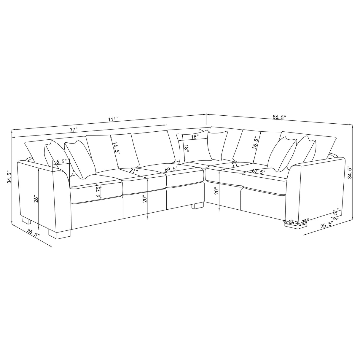 Ashford Chenille Upholstered Sleeper Sectional Sofa, Greige