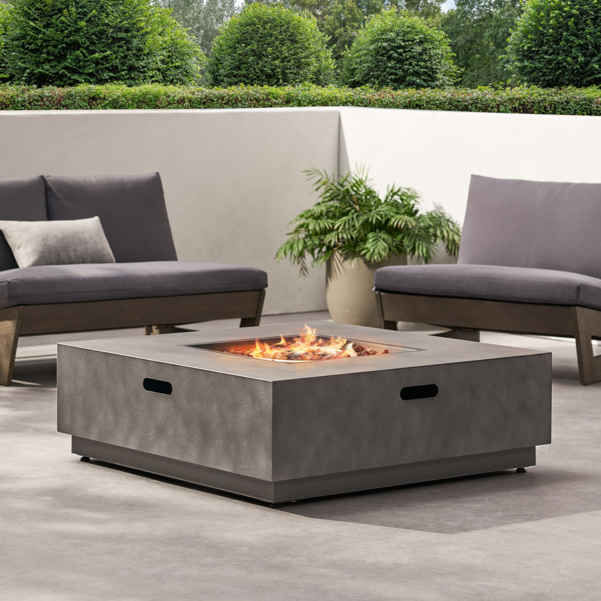 Modern Square Fire Pit Table Outdoor Heater Iron 50000 BTU 39x13in