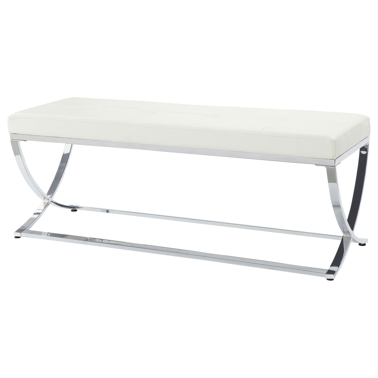 Walton Leatherette Upholstered Tufted Accent Bench, White