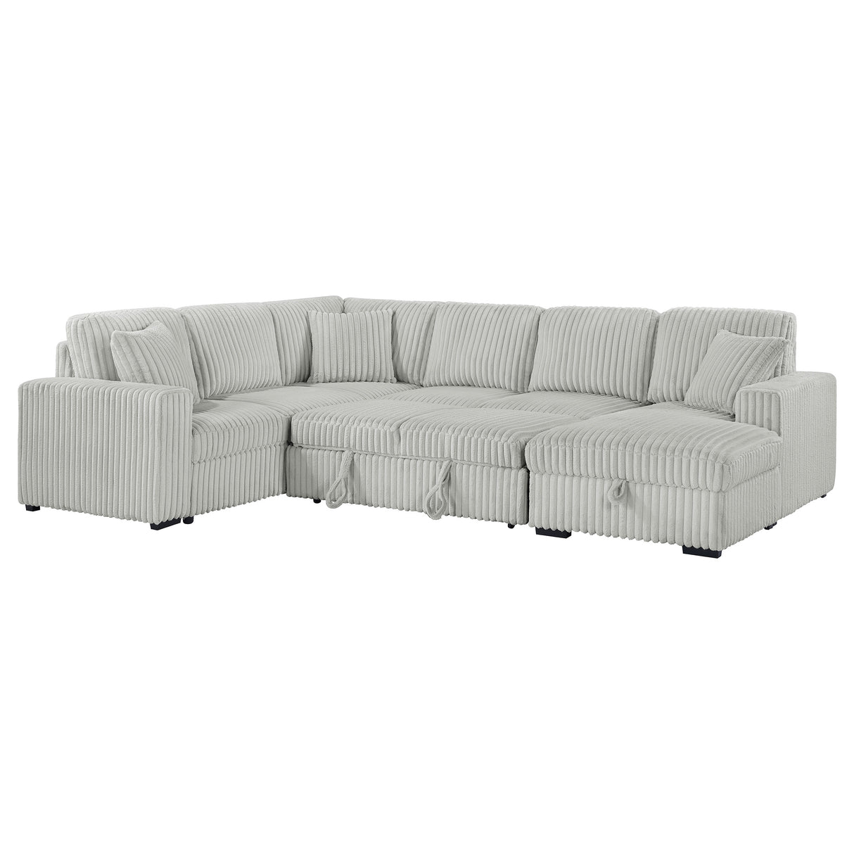 Devonshire Sleeper Sectional Sofa with Storage Chaise, Grey