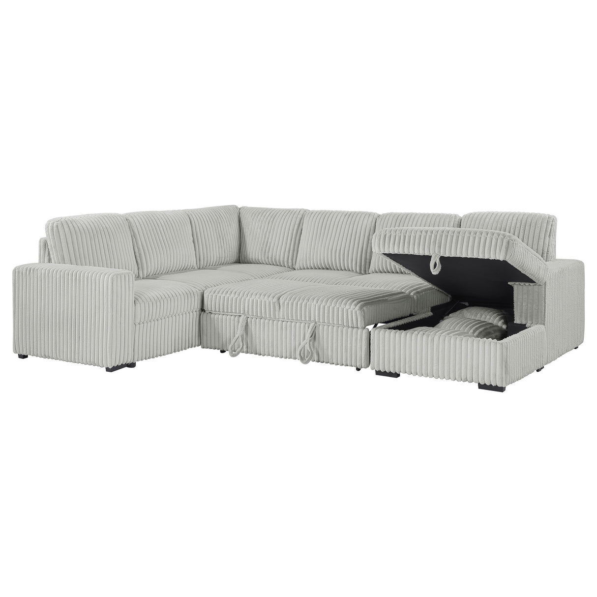 Devonshire Sleeper Sectional Sofa with Storage Chaise, Grey