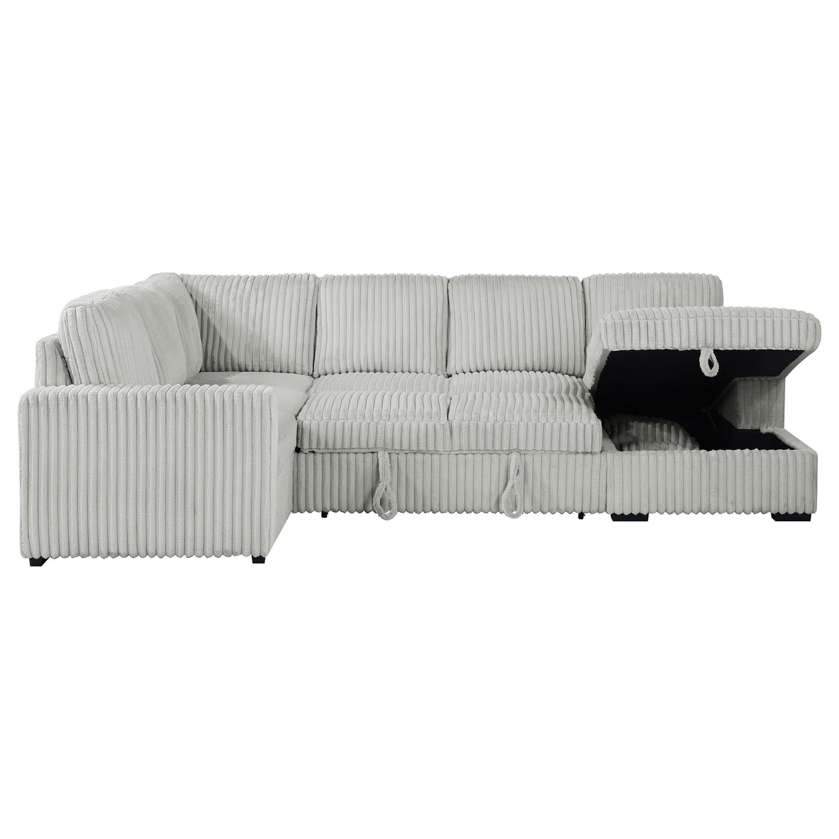 Devonshire Sleeper Sectional Sofa with Storage Chaise, Grey