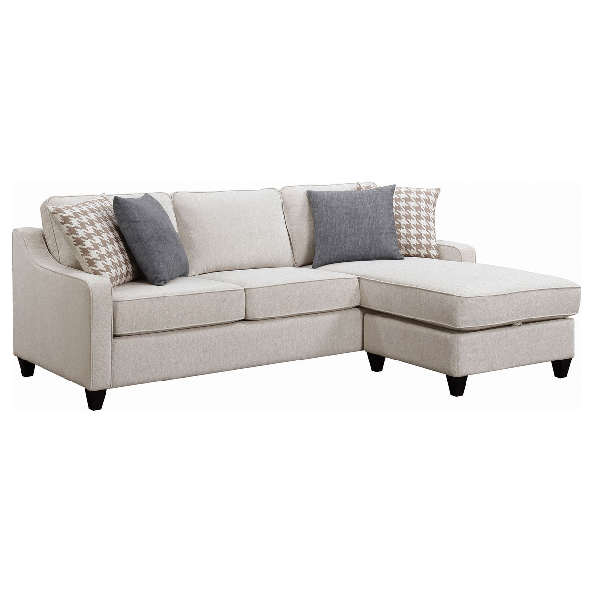 Mcloughlin Upholstered Sloped Arm Sectional Sofa, Platinum