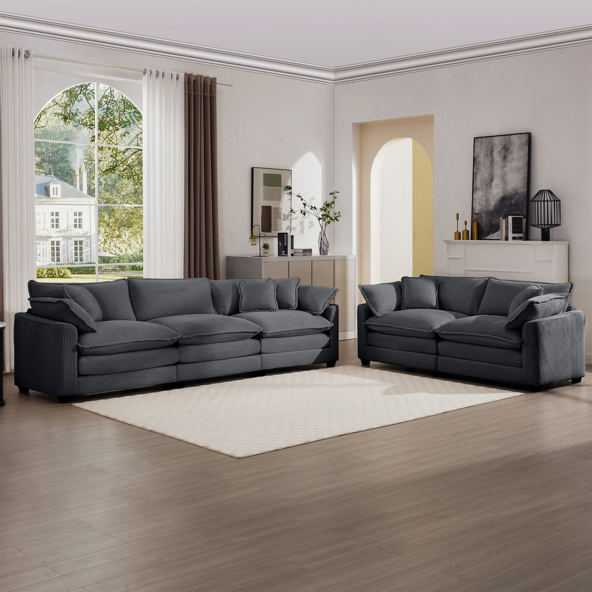 Elegant Oversized Sectional Sofa Set With Deep Seats And Flexible Layout