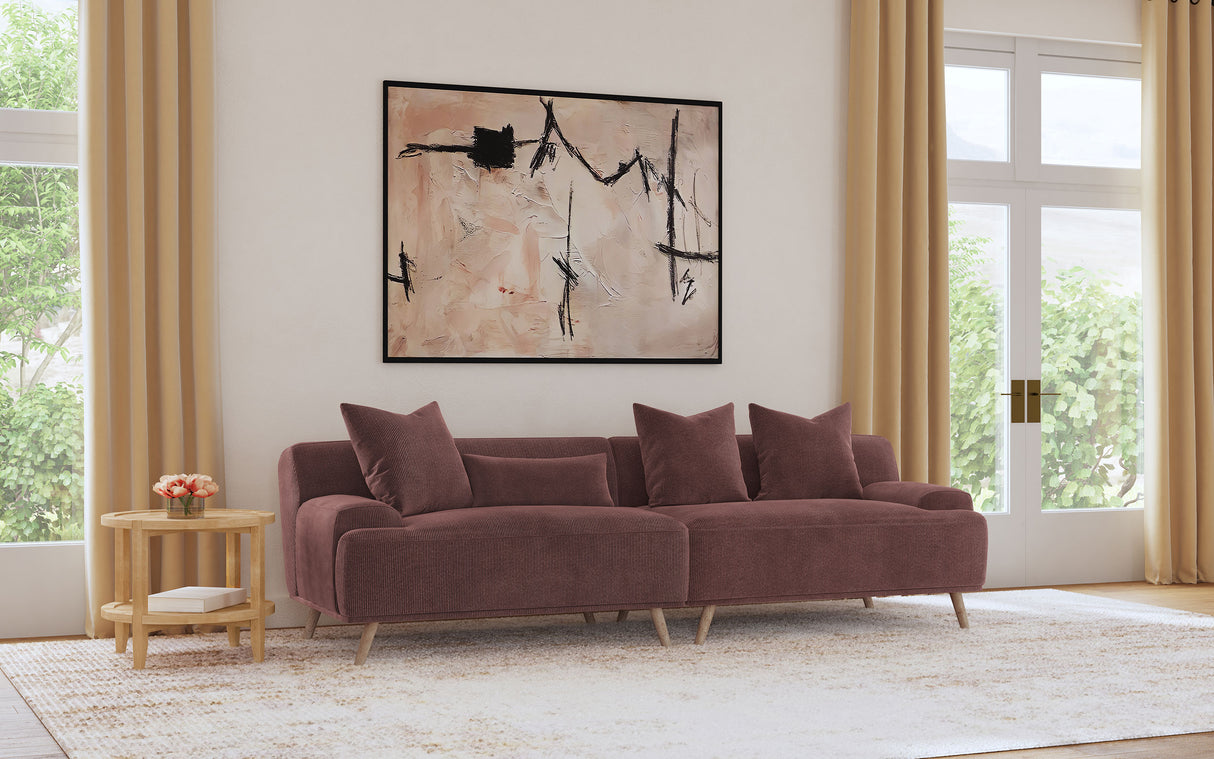 Elizabeth Corduroy Extra Long Sofa - Wine Red