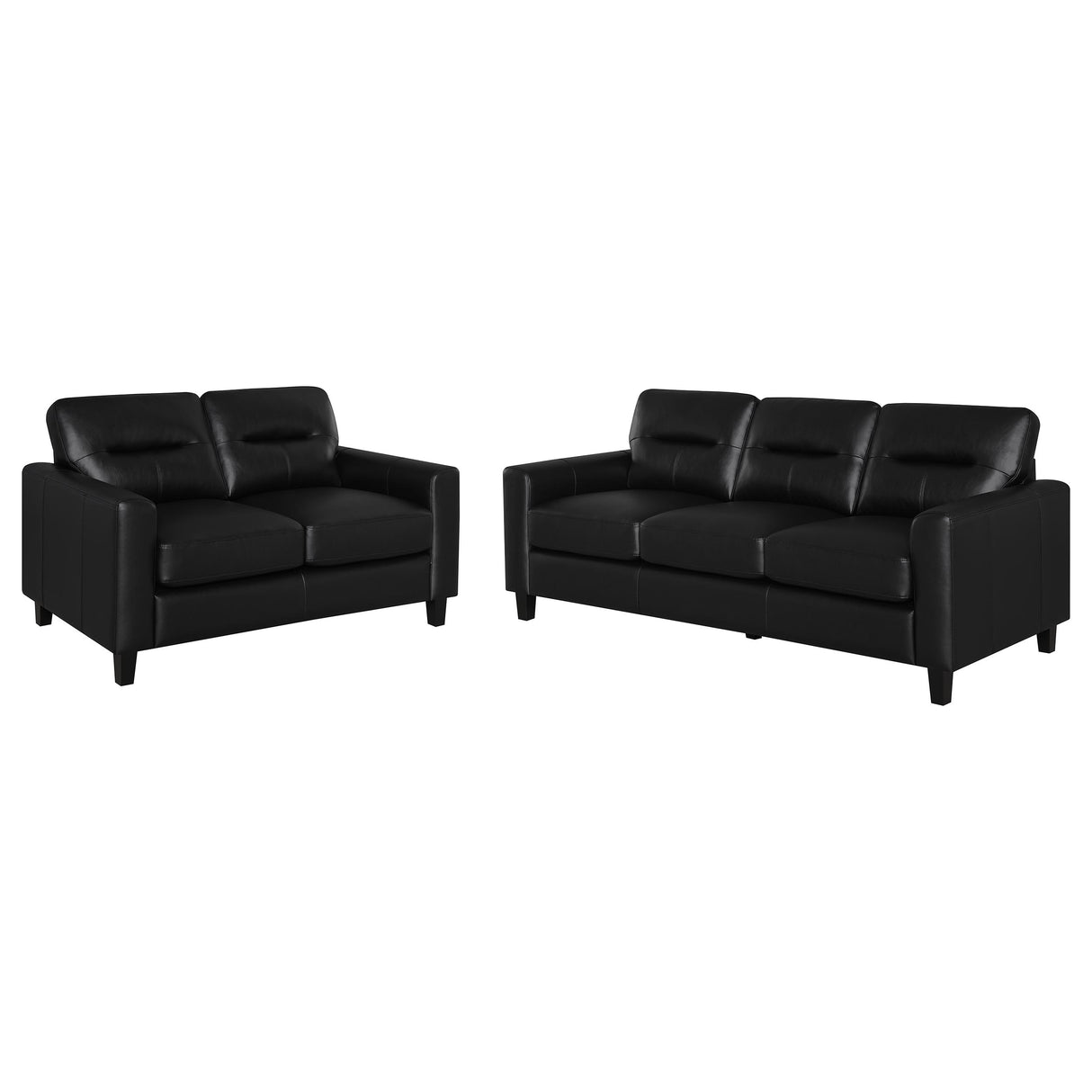 Scotland 2-Piece Faux Leather Sofa Set, Black