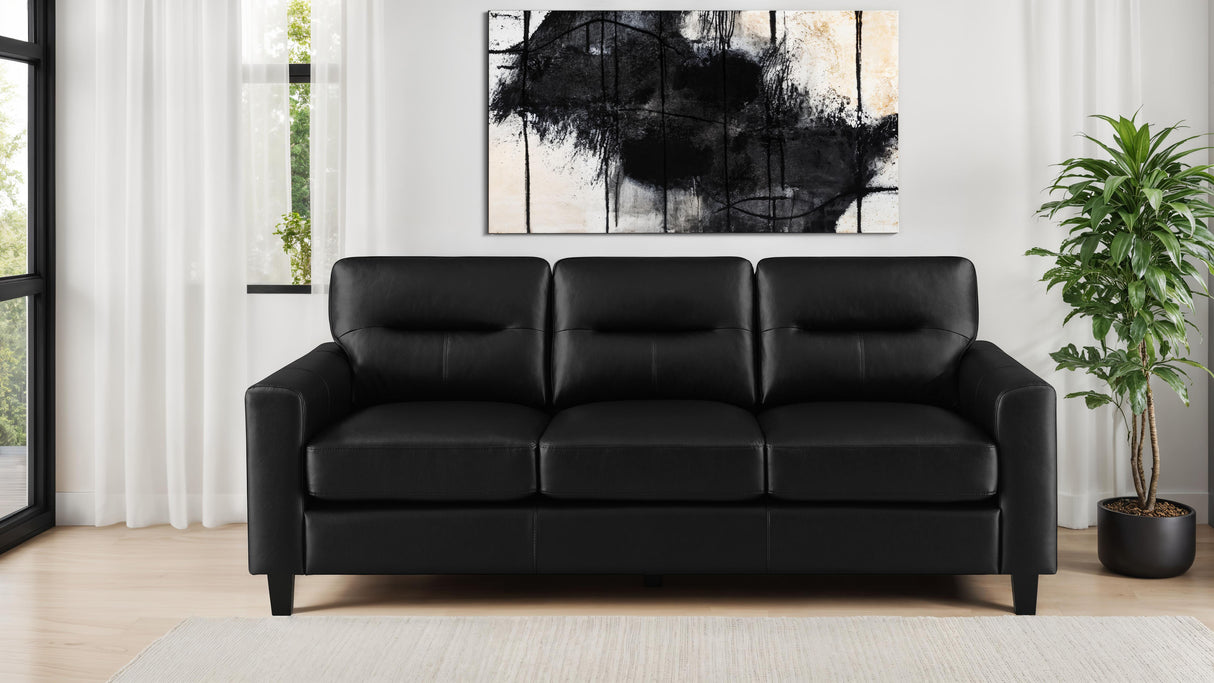 Scotland Faux Leather Track Arm Sofa - Black