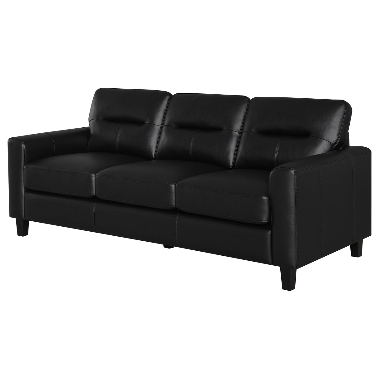 Scotland Faux Leather Track Arm Sofa - Black