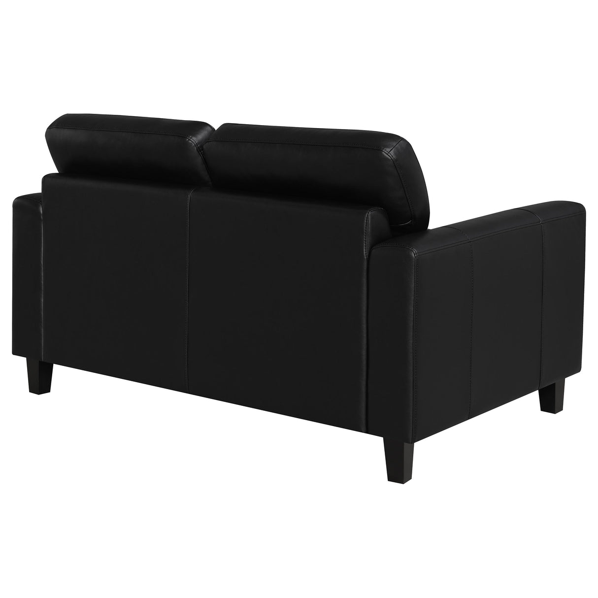 Scotland Faux Leather Track Arm Loveseat in Black
