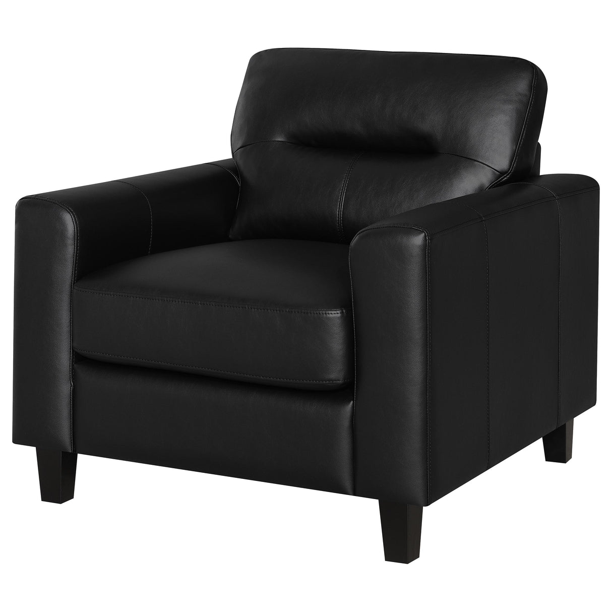 Scotland Faux Leather Track Arm Chair - Black
