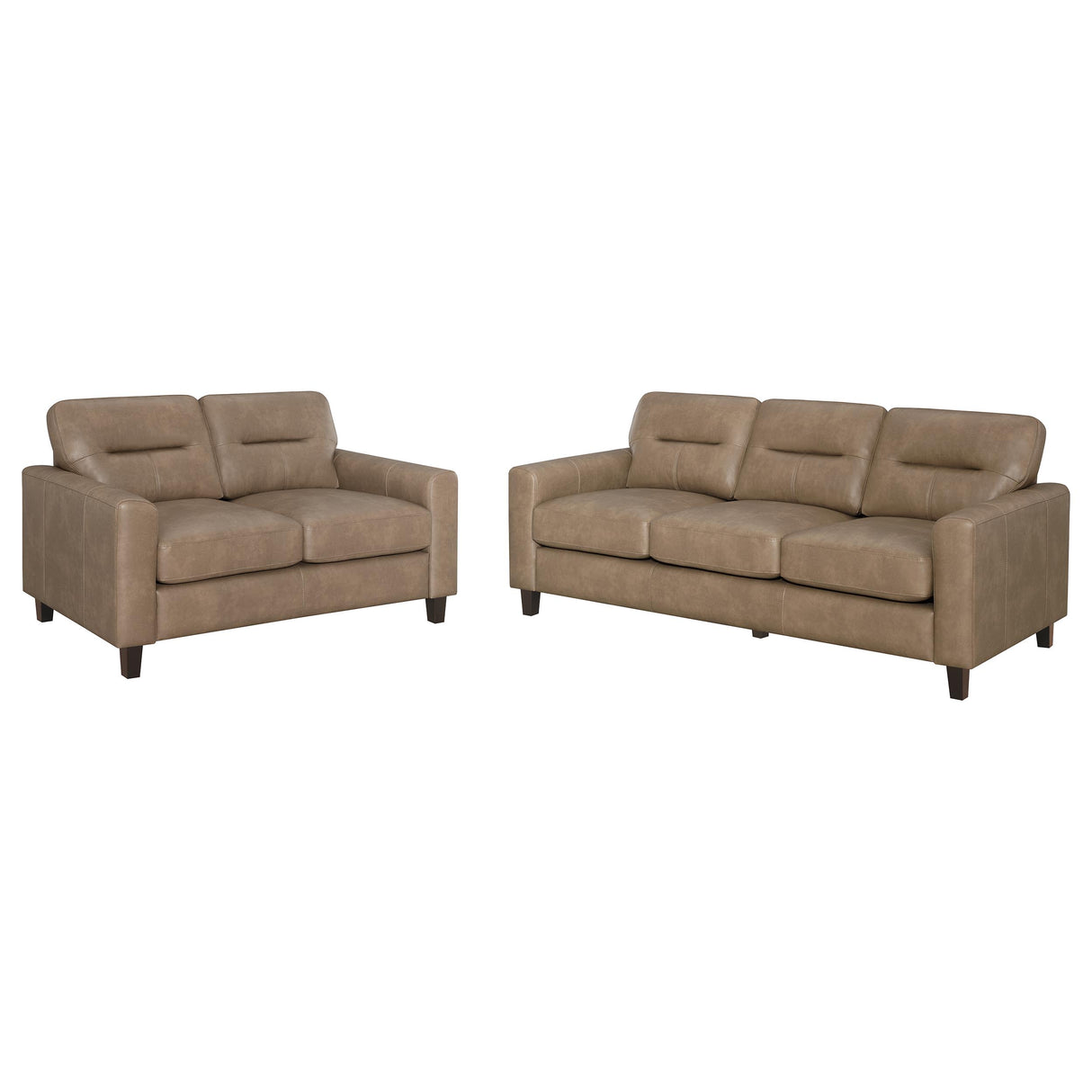 Scotland 2-Piece Faux Leather Sofa Set in Brown