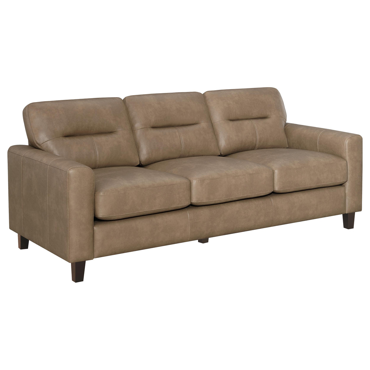 Scotland Faux Leather Track Arm Sofa in Brown