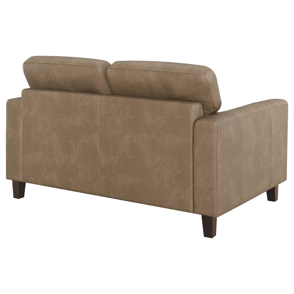 Scotland Faux Leather Track Arm Loveseat, Brown
