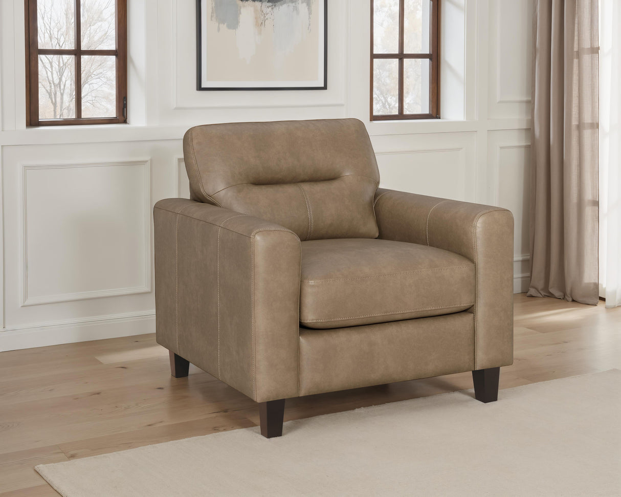 Scotland Faux Leather Track Arm Chair Brown