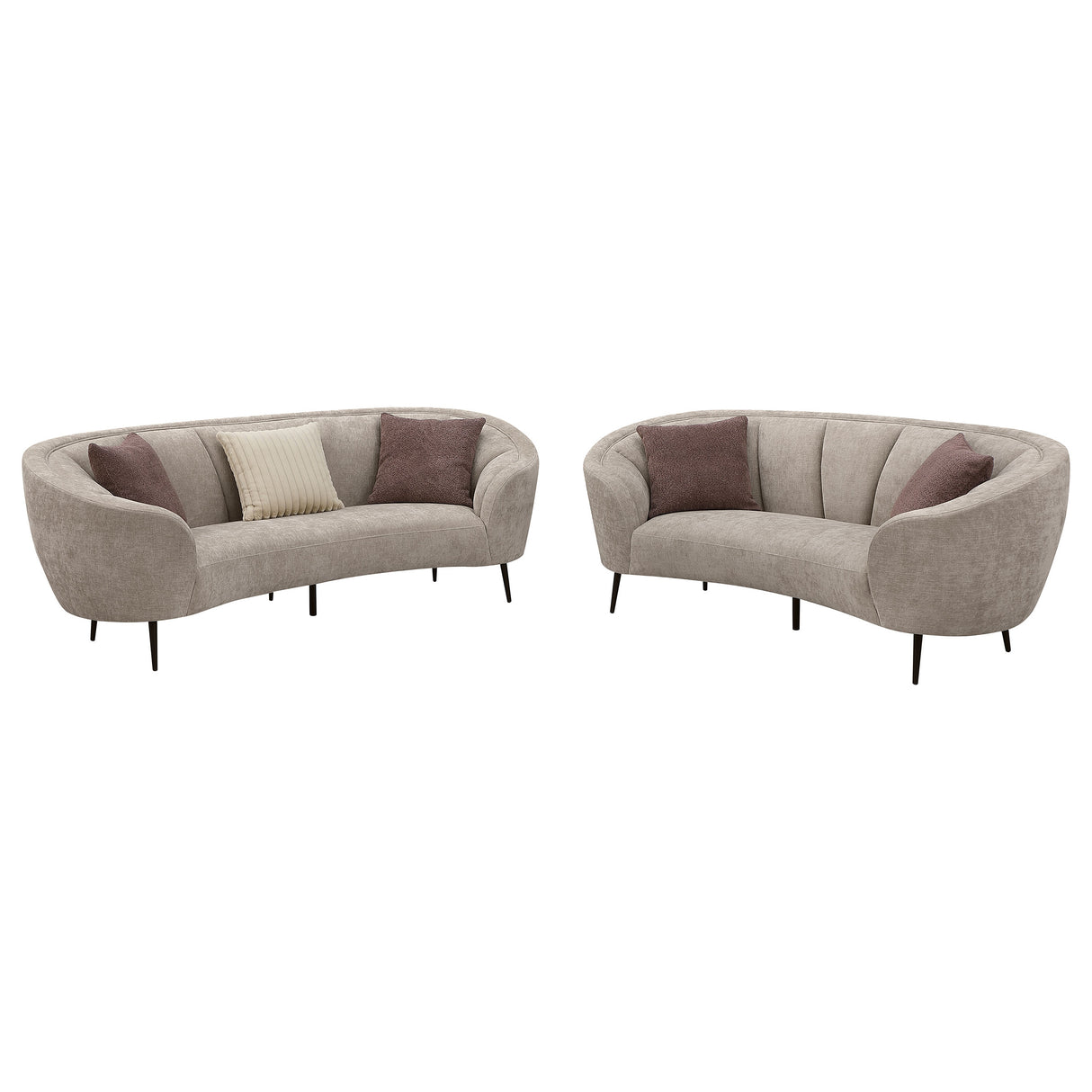 Ellorie 2-Piece Curved Sofa Set in Beige Chenille