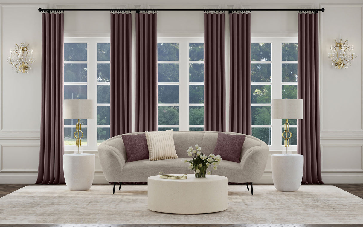 Ellorie Upholstered Channel Back Curved Sofa, Beige
