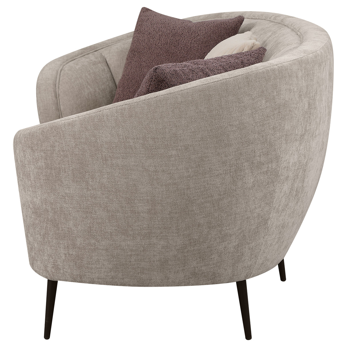 Ellorie Upholstered Channel Back Curved Sofa, Beige