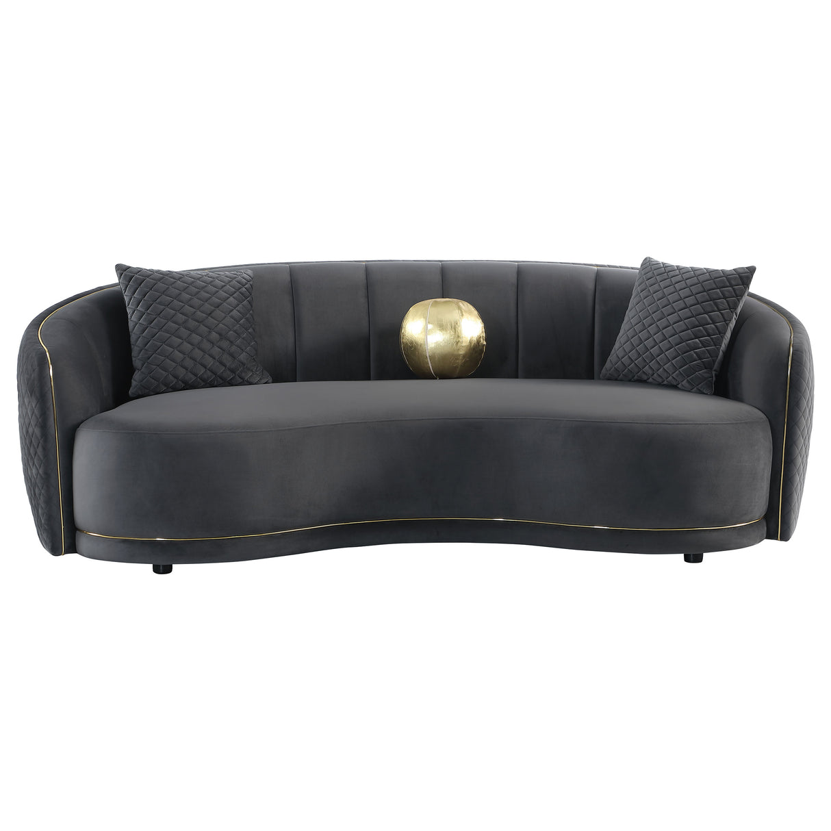 Brookside 2-Piece Velvet Sofa Set in Dark Grey
