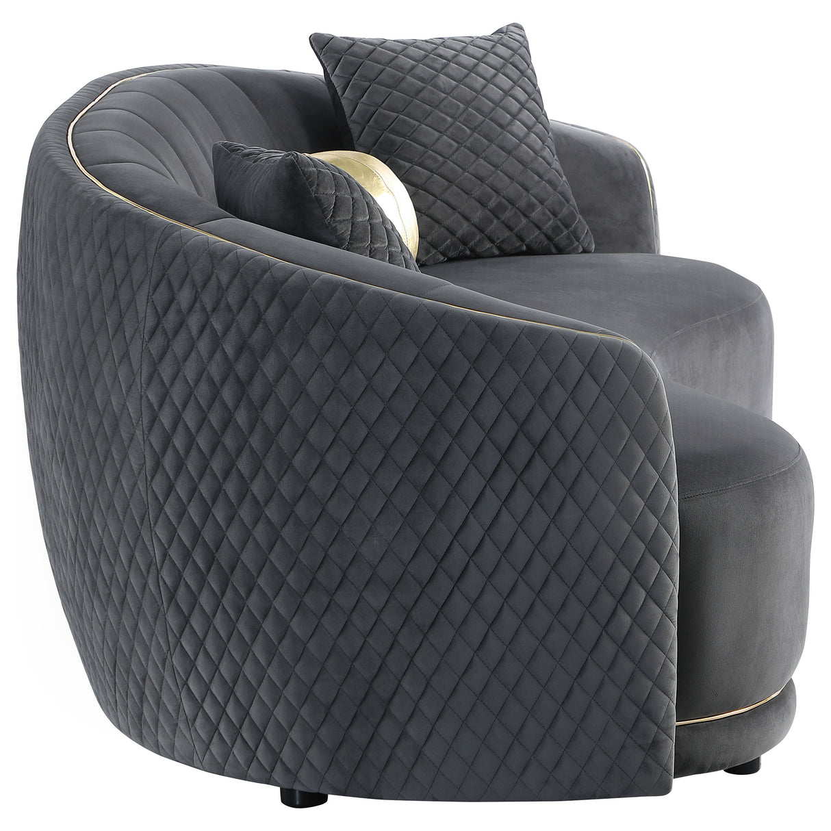 Brookside 2-Piece Velvet Sofa Set in Dark Grey