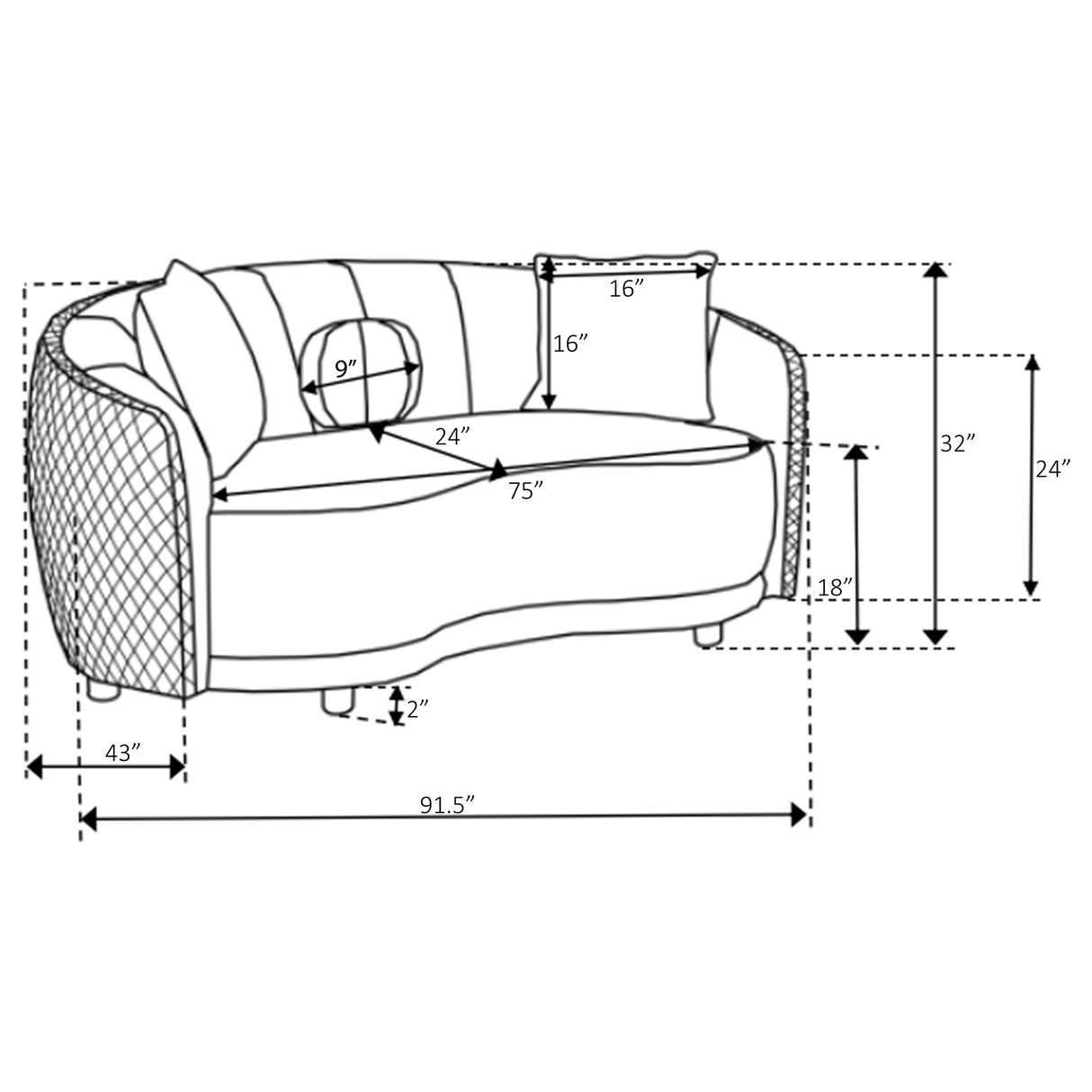 Brookside 2-Piece Velvet Sofa Set in Dark Grey