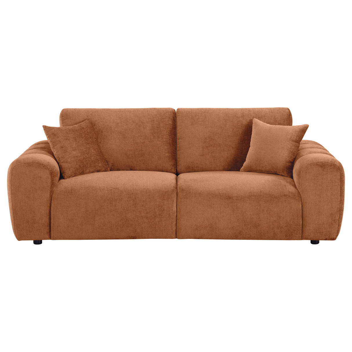 Burnett Chenille Upholstered Wide Arm Sofa in Burnt Orange