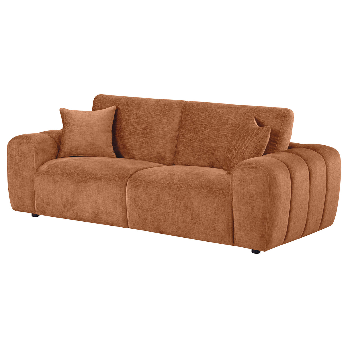 Burnett Chenille Upholstered Wide Arm Sofa in Burnt Orange
