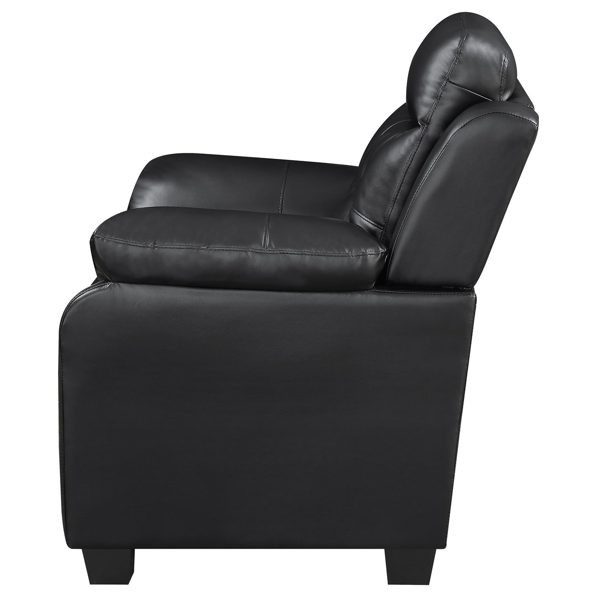 Finley Upholstered Tufted Sofa in Black Leatherette