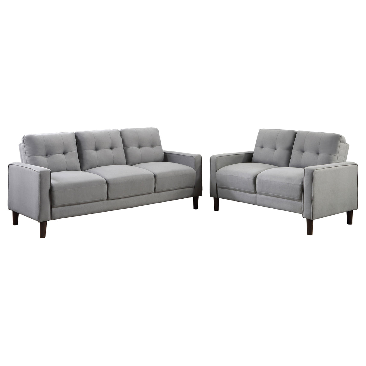 Bowen 2-Piece Upholstered Track Arm Tufted Sofa Set Grey