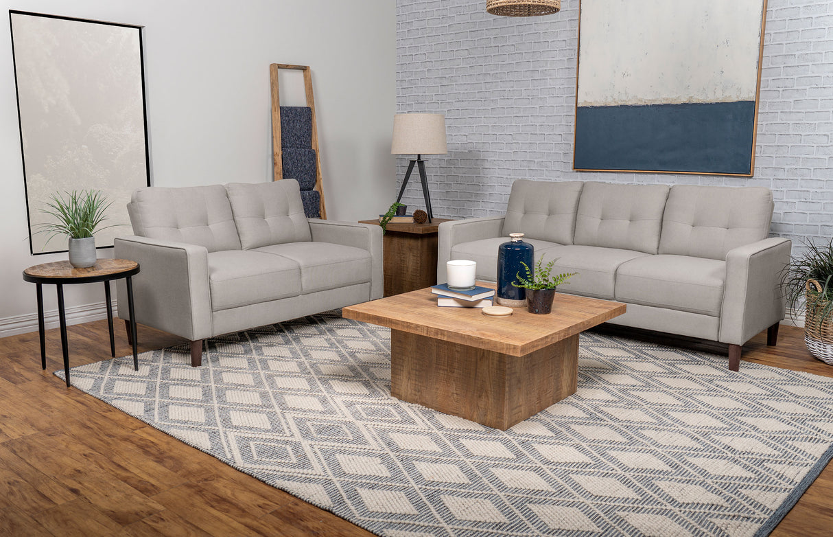Bowen 2-Piece Upholstered Track Arm Tufted Sofa Set, Beige