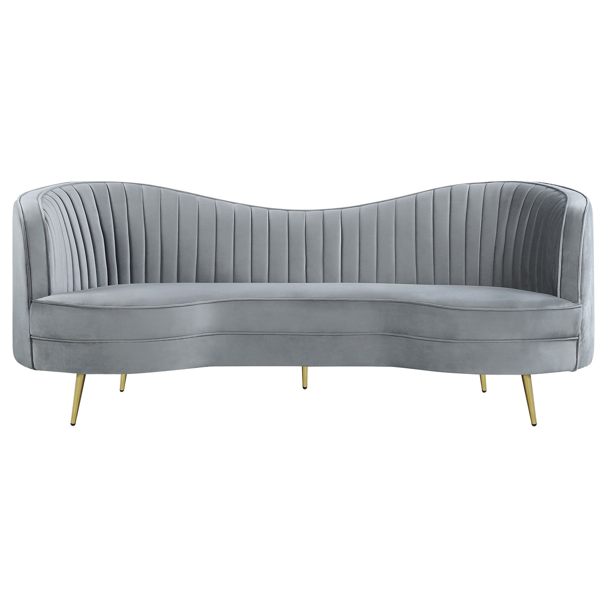 Sophia 2-Piece Channel Tufted Sofa Set, Grey Velvet