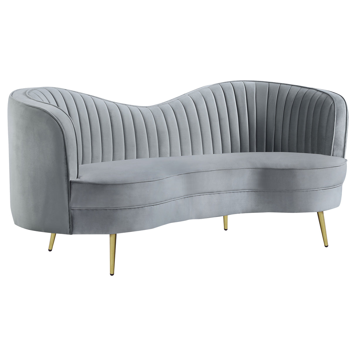 Sophia 2-Piece Channel Tufted Sofa Set, Grey Velvet