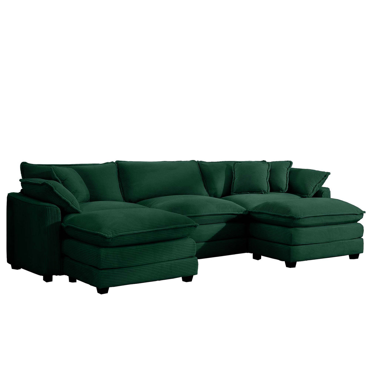 Modern Modular Cushion Sofa With Ottoman, Low Back, Deep Seating Sofa Set
