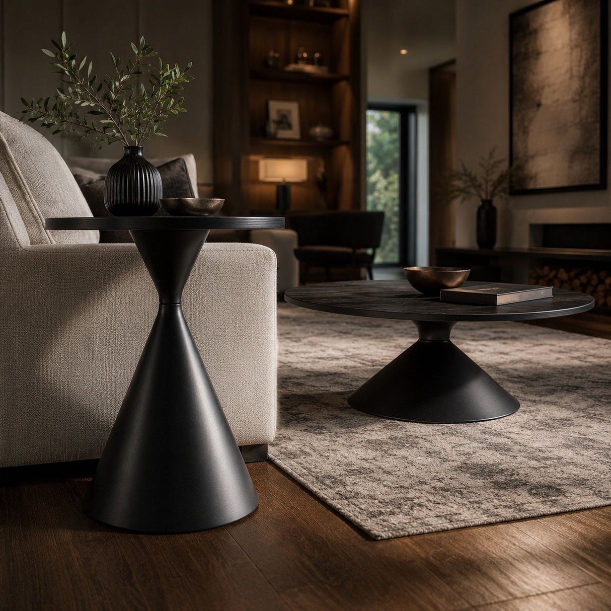 2 Piece Coffee Round Table Set