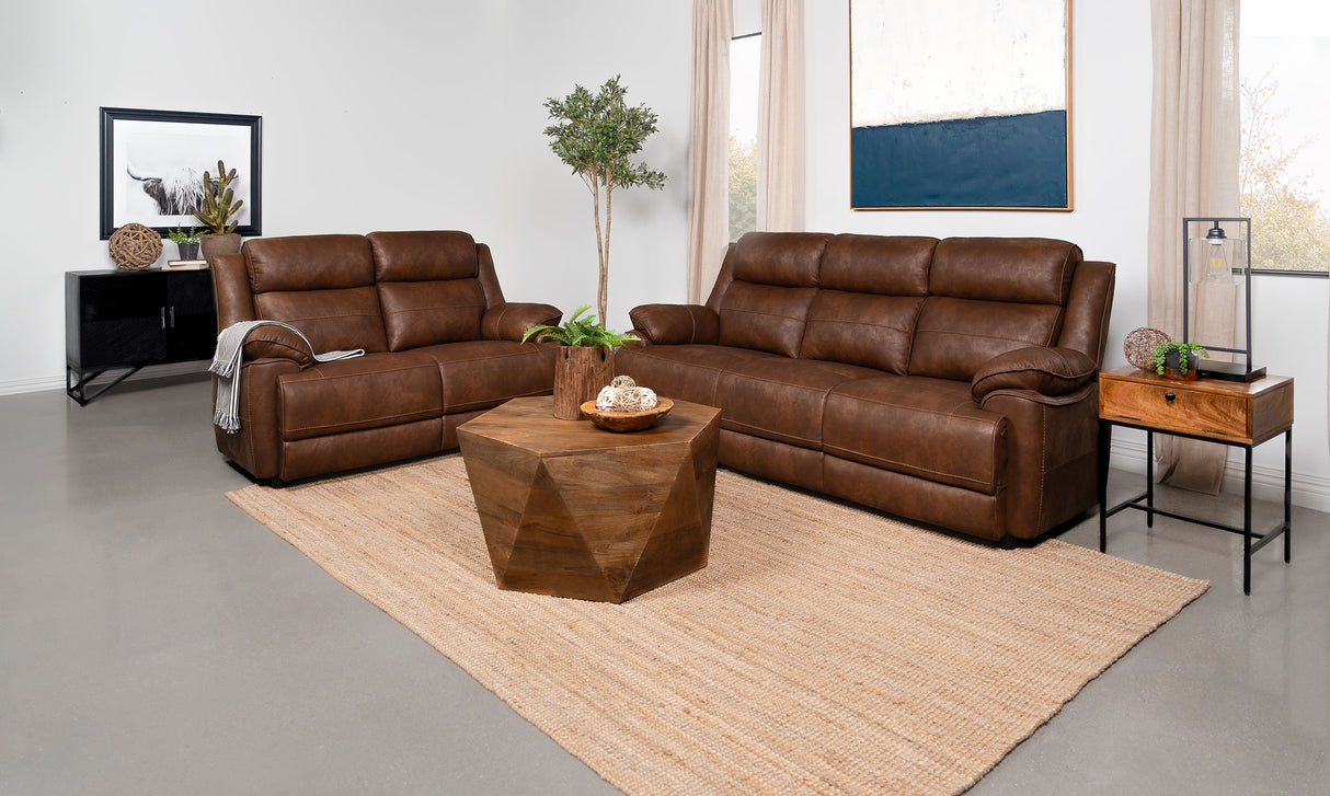 Ellington 2-Piece Dark Brown Faux Leather Sofa Set