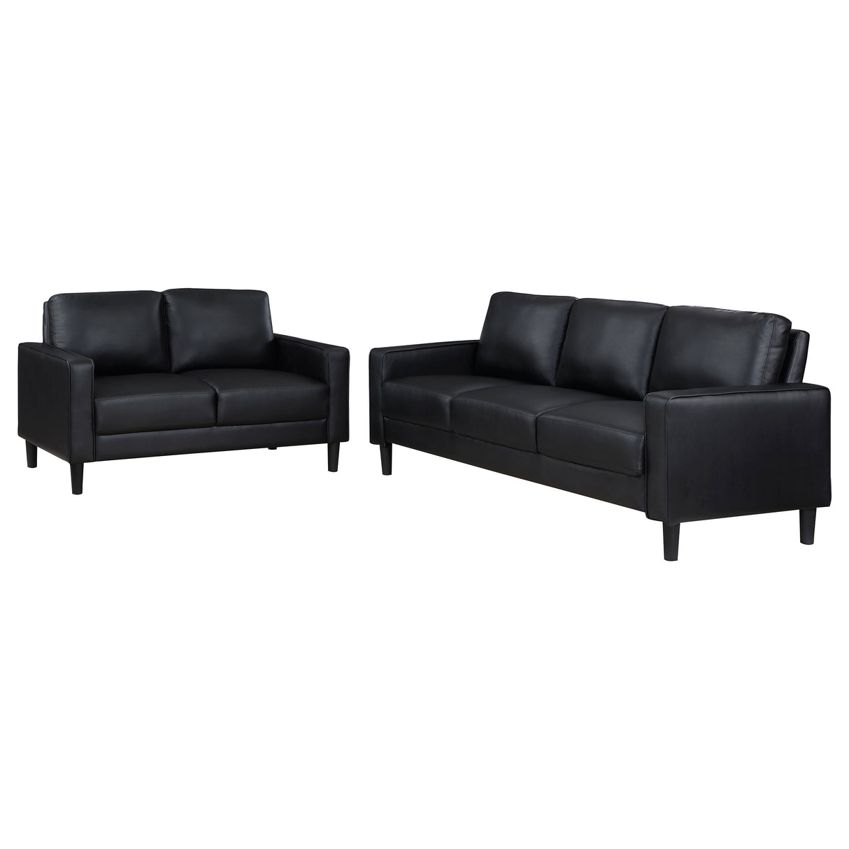 Ruth 2-Piece Upholstered Track Arm Sofa Set, Black