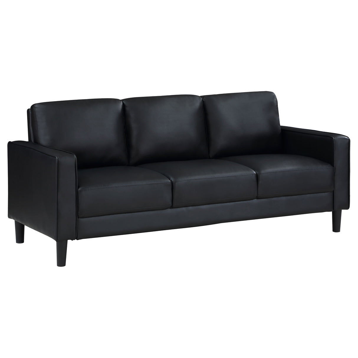 Ruth 2-Piece Upholstered Track Arm Sofa Set, Black