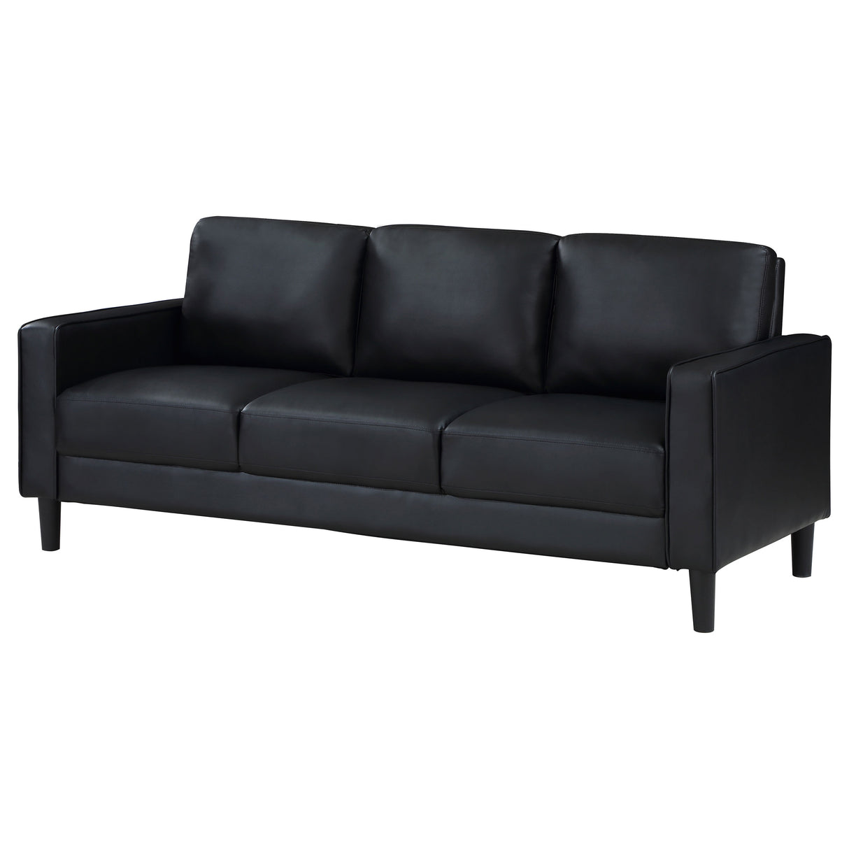 Ruth Upholstered Track Arm Sofa - Black Faux Leather