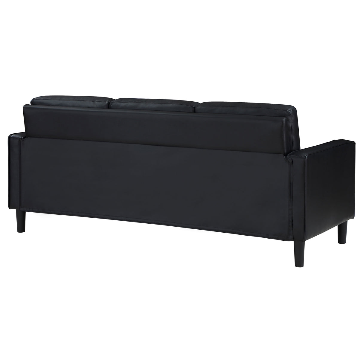 Ruth Upholstered Track Arm Sofa - Black Faux Leather