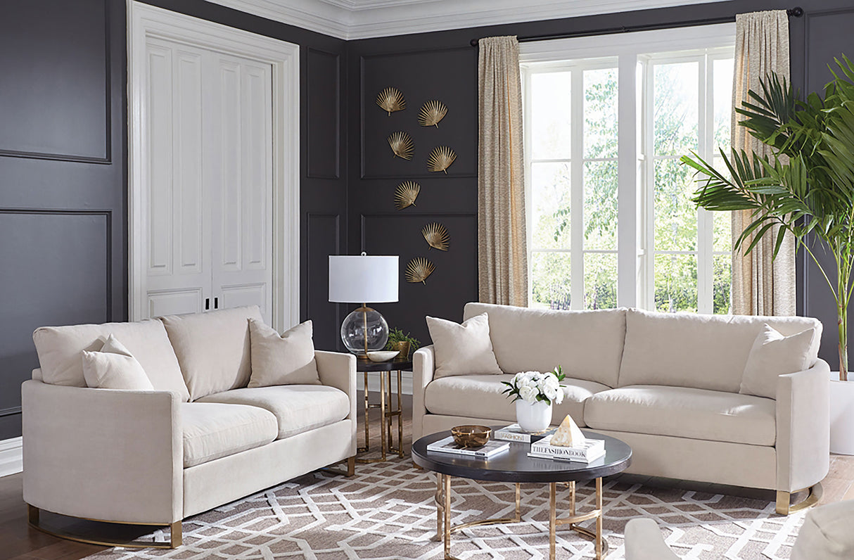 Corliss 2-Piece Upholstered Arched Arm Sofa Set Beige