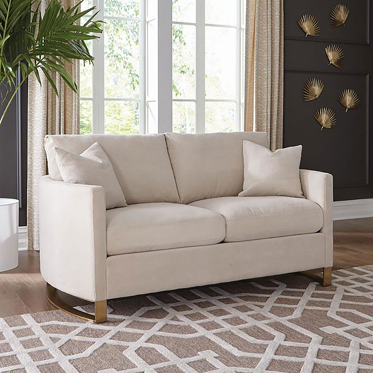 Corliss Upholstered Curved Track Arm Loveseat - Beige