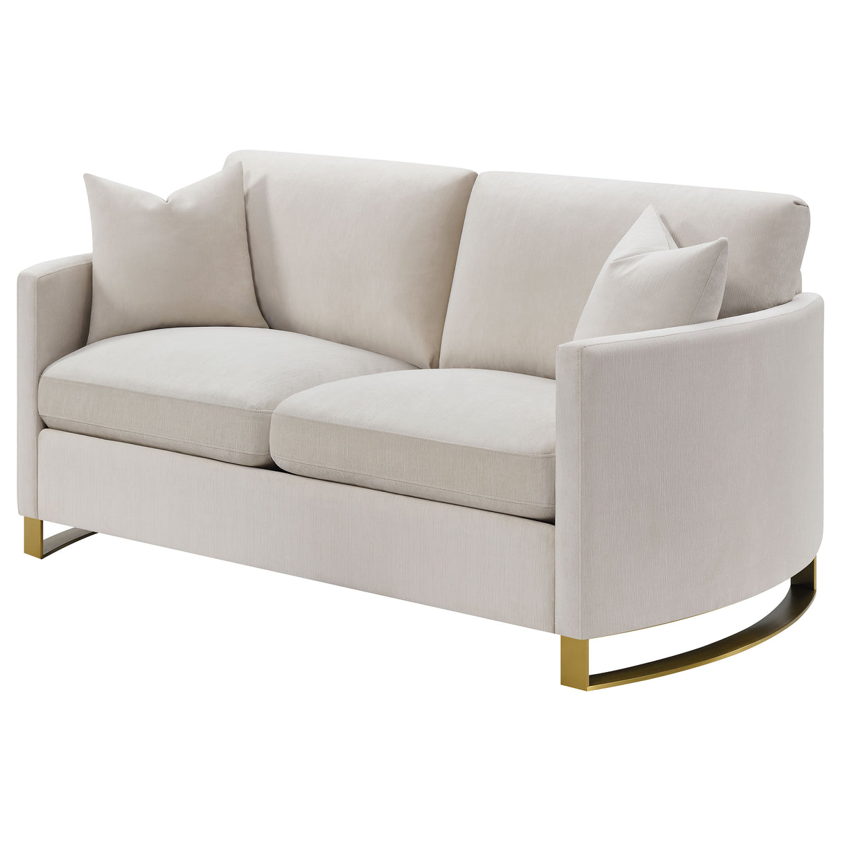 Corliss Upholstered Curved Track Arm Loveseat - Beige