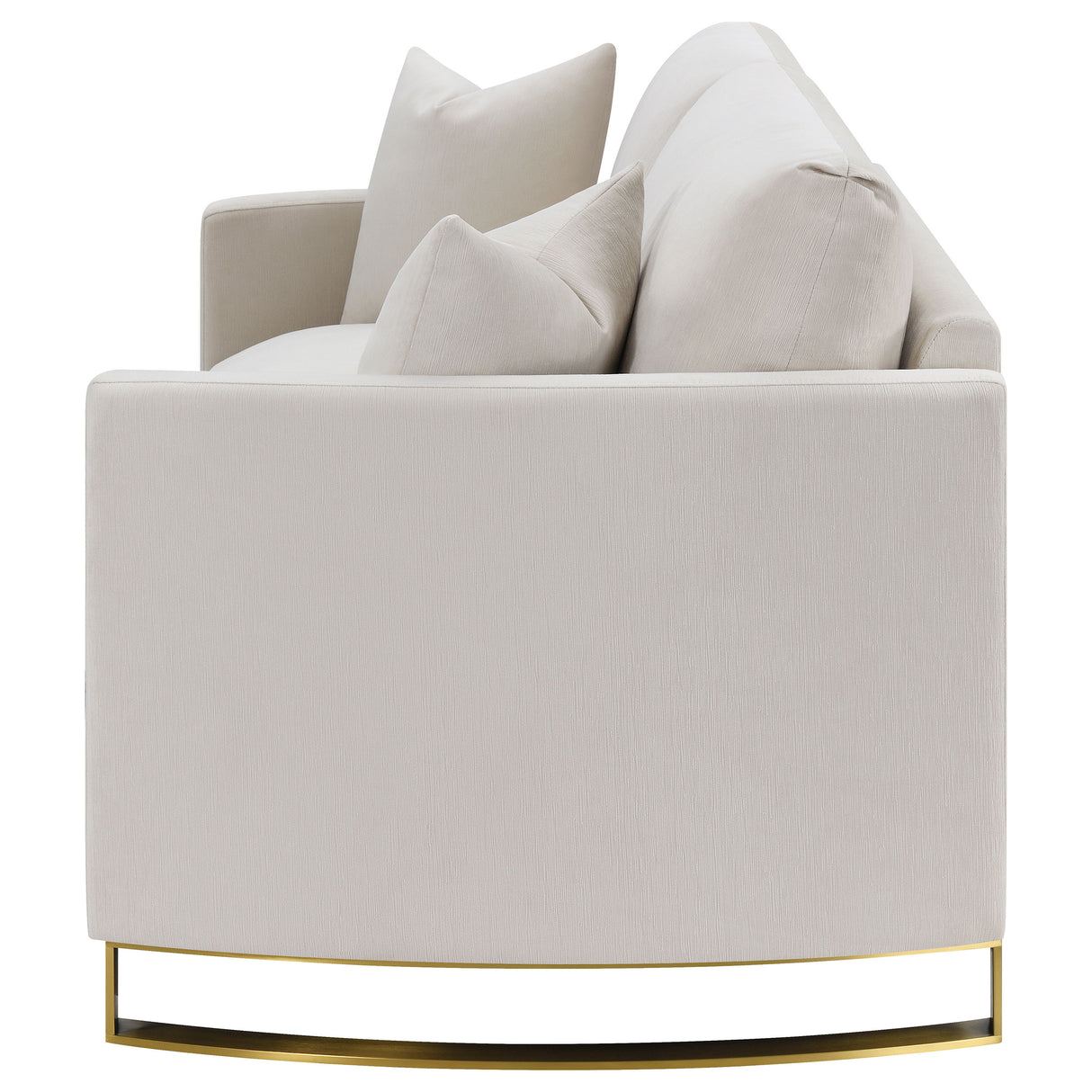 Corliss Upholstered Curved Track Arm Loveseat - Beige